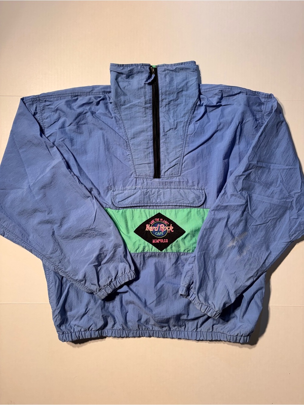 Vtg Hard Rock Cafe Save Planet Acapulco Quarter Zip Color Block 90’s Windbreaker